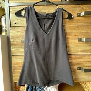 Black v neck blouse A line flair work casual